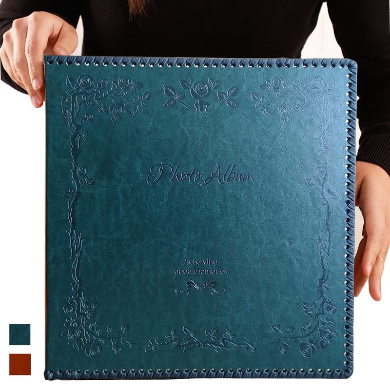 Totocan Photo Album Self Adhesive Pages, Large Magnetic Self-Stick Picture Album with Leather Vintage Inspired Cover, DIY Albums Holds 3X5, 4X6, 5X7, 6X8, 8X10 10X12 Photos (Darkgreen 40 Pages) - Image 1